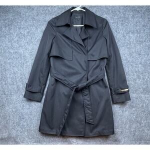 Le Souk Trench Coat Womens 36 Small Black Belted Vented Luxury‎ Runway Jacket